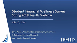 An image of the opening screen of the Student Financial Wellness Survey Webinar