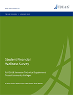 An image of the cover of the Student Financial Wellness Survey, Texas Community College Cohort, Fall 2018 Technical Supplement.