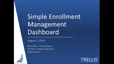 Thumbnail image of screenshot for webinar entitled "Developing a Simple Enrollment Management Plan and Dashboard"