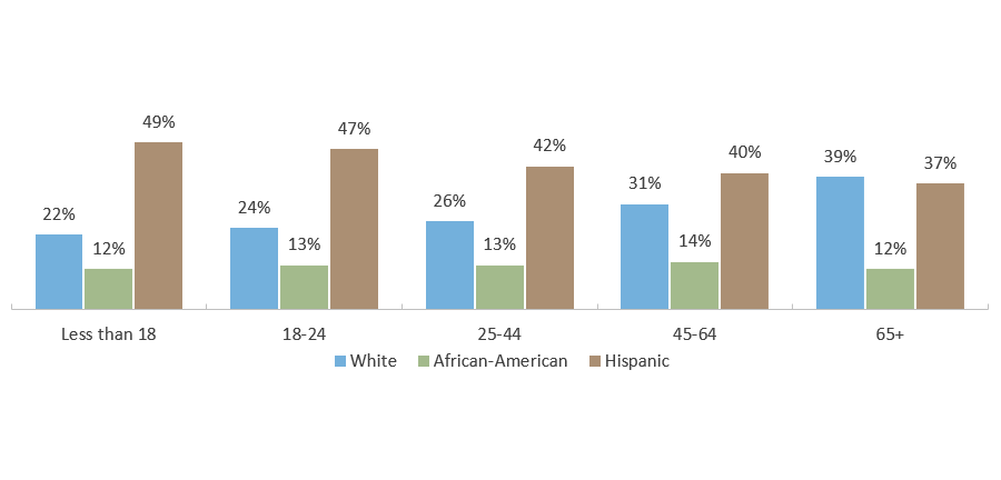 Projected* 2050 Population by Age and Ethnicity in Texas