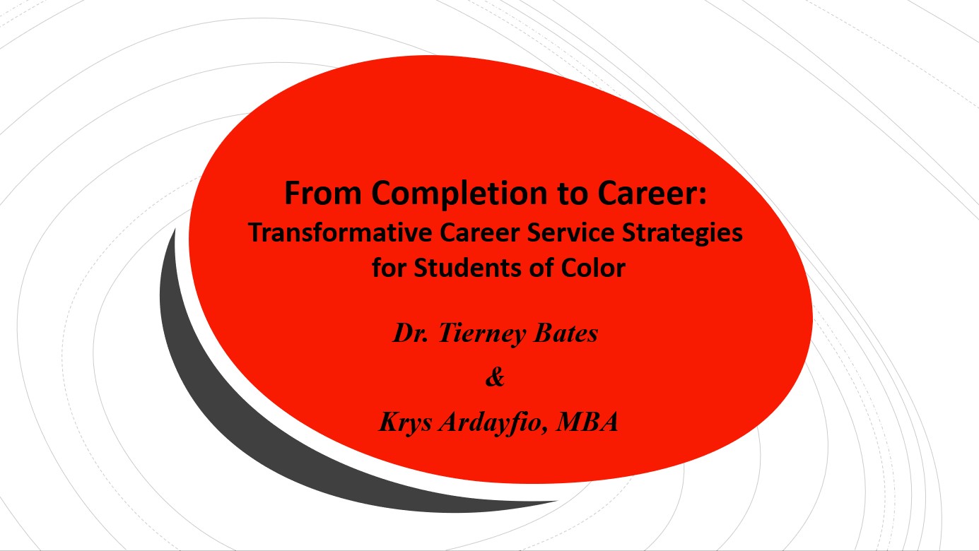 An image of a screenshot for the Trellis webinar "From Completion to Career: Transformative Career Service Strategies for Students of Color".