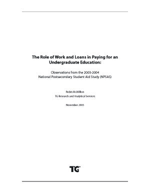 The Role of Work and Loans in Paying for an Undergraduate Education