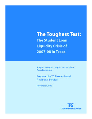 The Toughest Test: The Student Loan Liquidity Crisis of 2007-08 in Texas